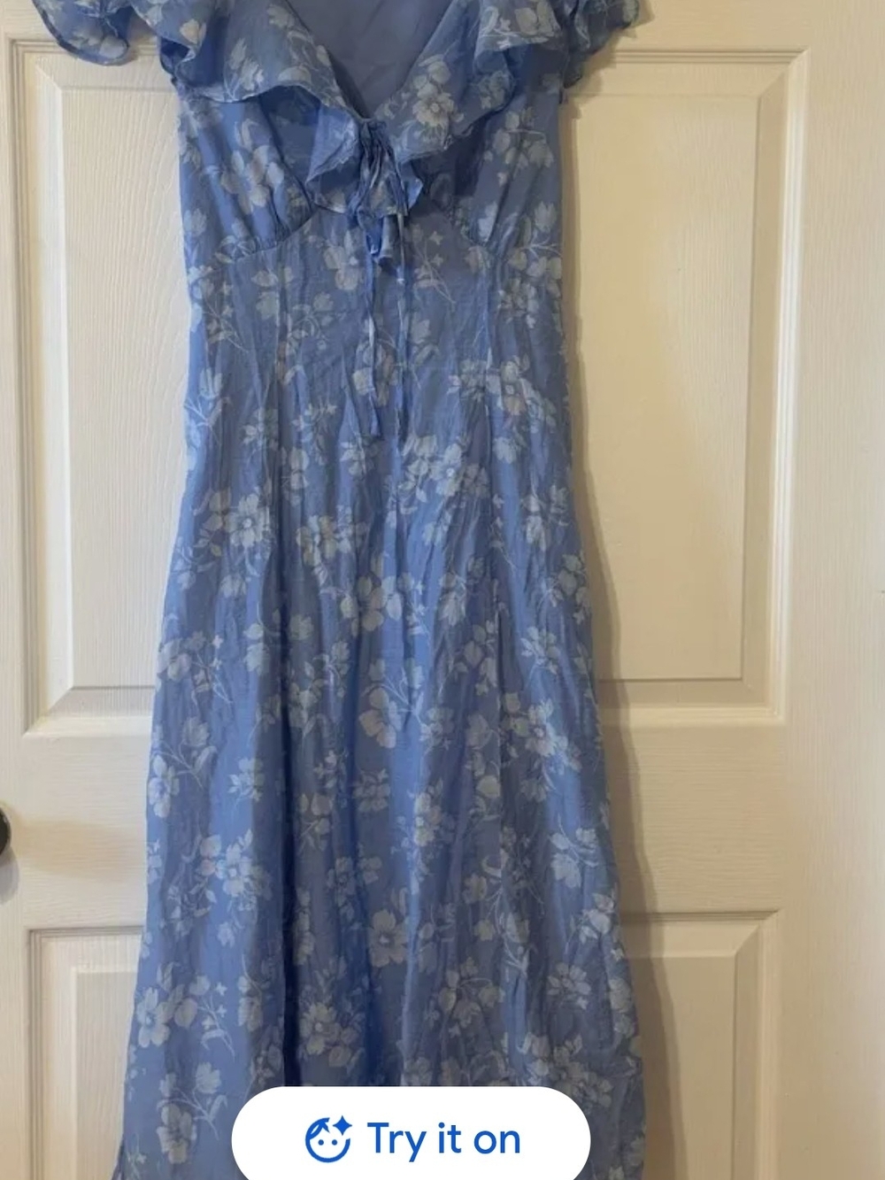Old Navy Light Blue Floral Ruffle Maxi Dress Size XS - Picture 4 of 6